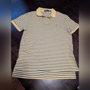 Polo by Ralph Lauren Yellow Striped Classic Men's Polo Shirt, Size Medium